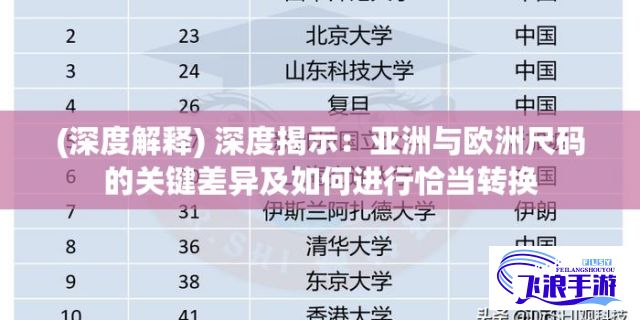 (深度解释) 深度揭示：亚洲与欧洲尺码的关键差异及如何进行恰当转换