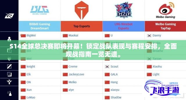 S14全球总决赛即将开幕！锁定战队表现与赛程安排，全面观战指南一览无遗。