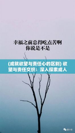 (成就欲望与责任心的区别) 欲望与责任交织：深入探索成人富二代的内心世界与社会定位